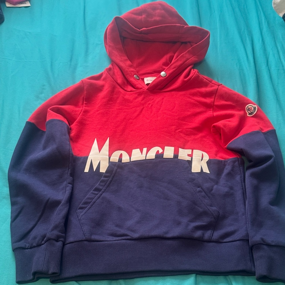 Moncler Two-Tone Red and Blue Hoodie